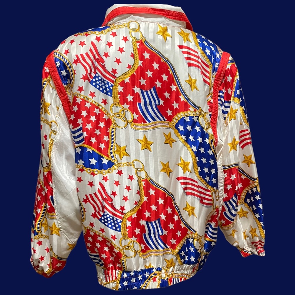 Mureli Vintage Patriotic Silk Jacket – Removeable Sleeves! - Picture 4 of 10